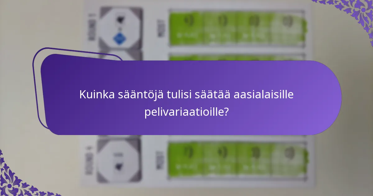Kuinka sääntöjä tulisi säätää aasialaisille pelivariaatioille?