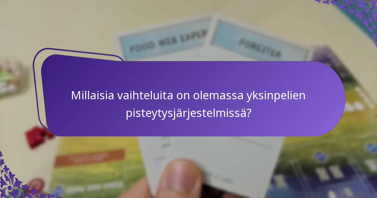 Millaisia vaihteluita on olemassa yksinpelien pisteytysjärjestelmissä?