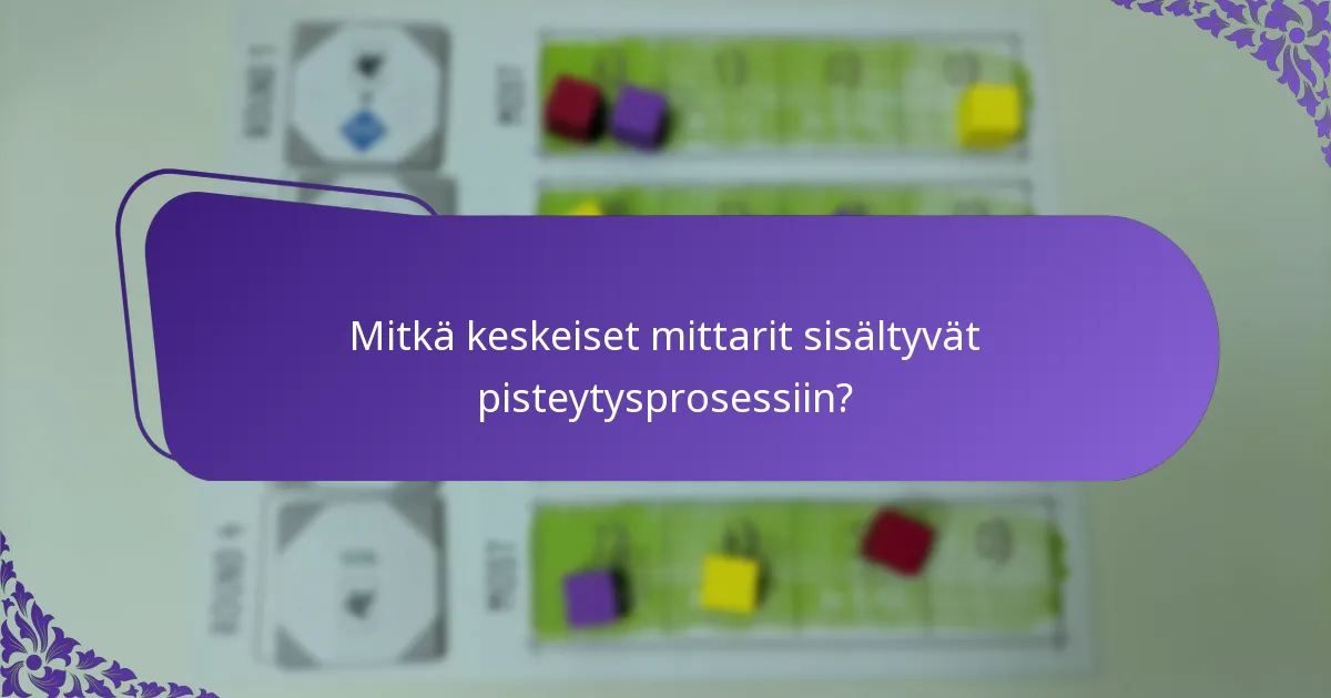 Mitkä keskeiset mittarit sisältyvät pisteytysprosessiin?