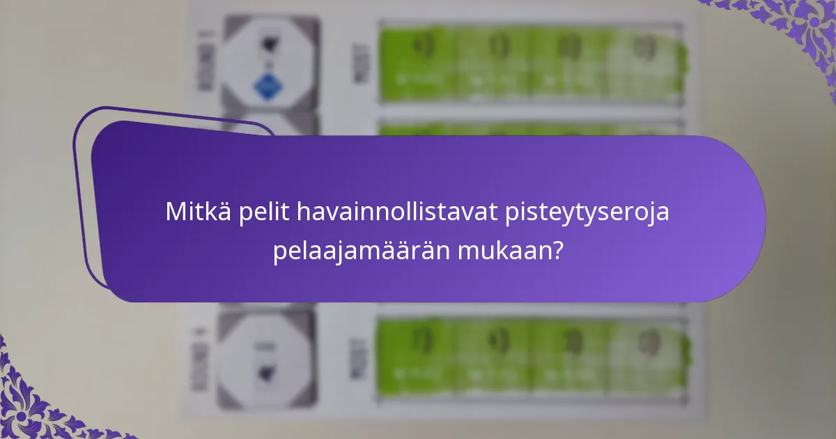 Mitkä pelit havainnollistavat pisteytyseroja pelaajamäärän mukaan?